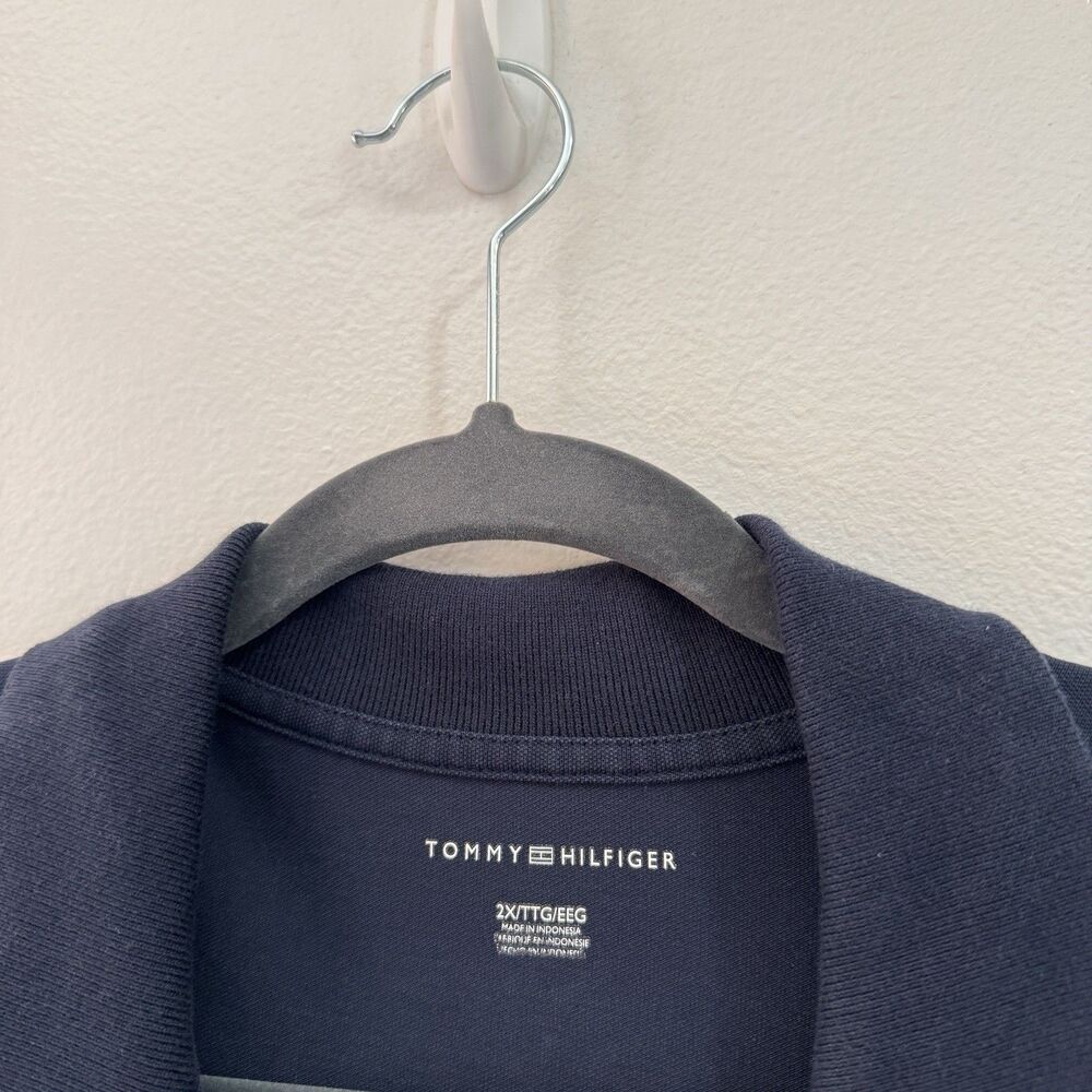 Tommy Hilfiger T-shirt Dress 2X Navy Blue Mesh Sleeves Collared Nautical Preppy - Picture 4 of 7